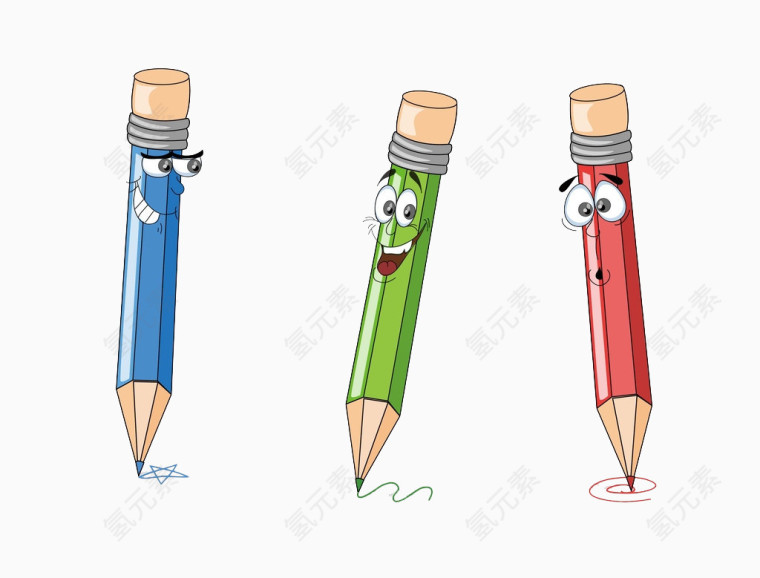 卡通铅笔表情素材