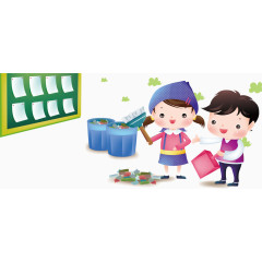 小学生打扫卫生