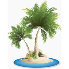 海岛上的大型超大个大棕榈树