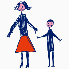 彩笔儿童手绘妈妈孩子