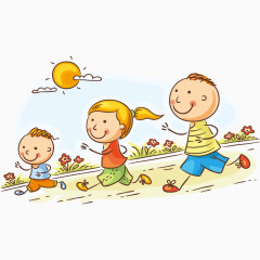 跑步的卡通孩子