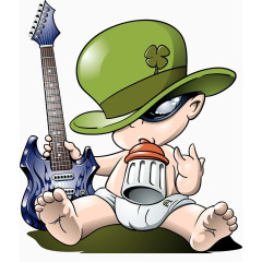 咬着奶嘴的摇滚萌宝宝