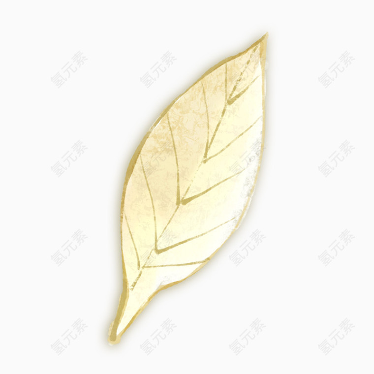 卡通手绘精致金黄色树叶