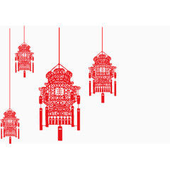 剪纸的红色灯笼
