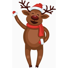 开心招手的圣诞节麋鹿