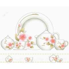 带有印花的茶具