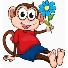拿着花的小猴子