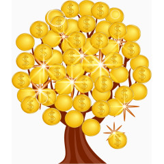 矢量金币大树