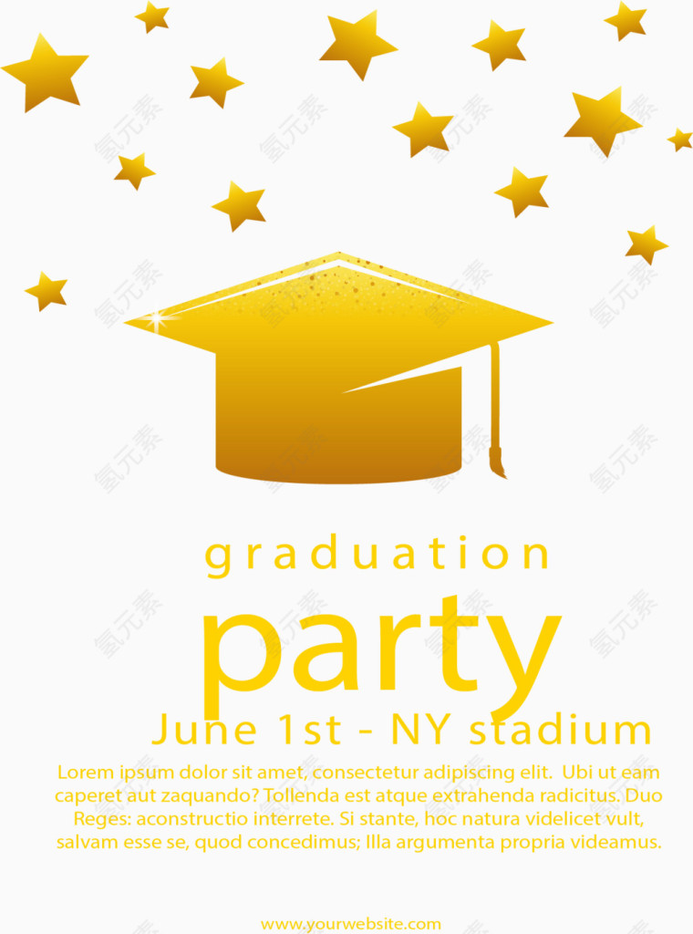 金色五角星派对邀请函