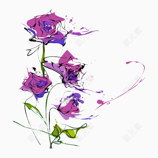 卡通手绘紫色鲜花