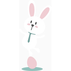 卡通手绘立在蛋上的小兔子