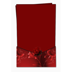 红色玫瑰装饰红色信封