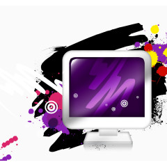 卡通色彩背景电脑显示器