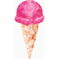水彩画枚红色冰淇淋