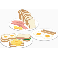 早餐鸡蛋三明治矢量食物素材