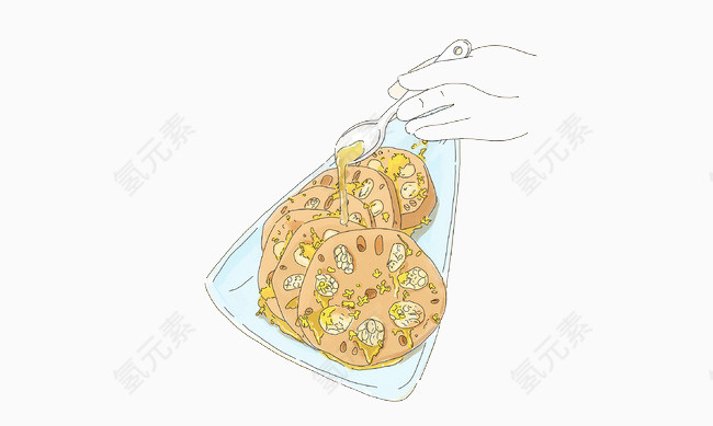 手绘桂花莲藕