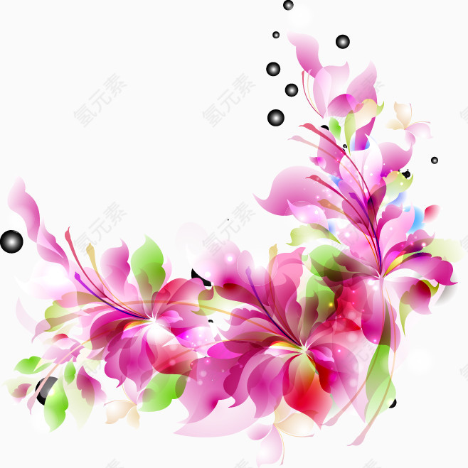 绚丽时尚潮流花纹光晕花朵矢量