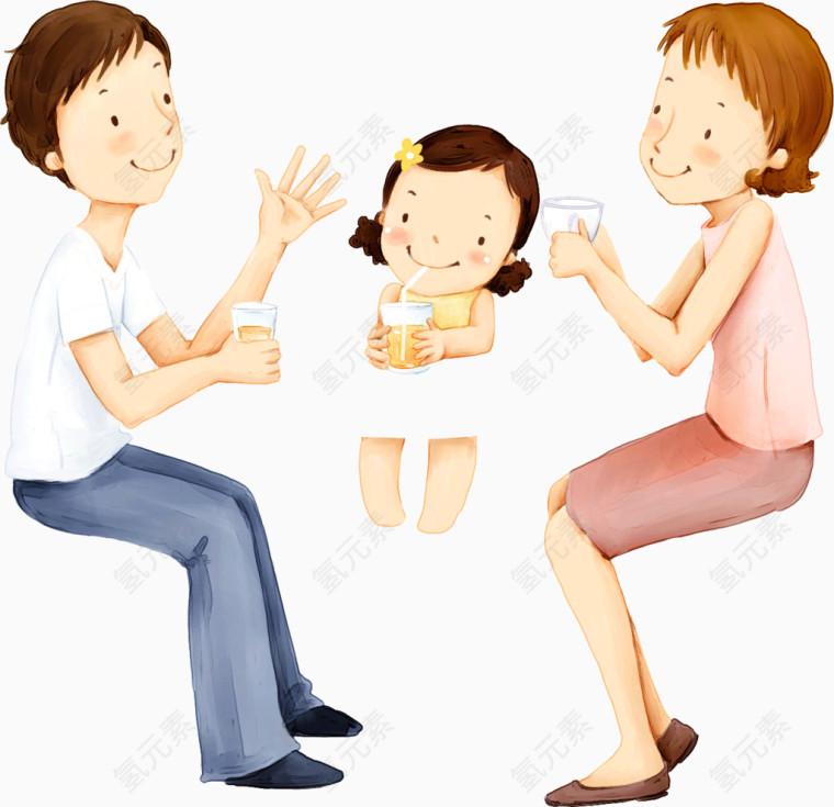 饭桌上的一家三口