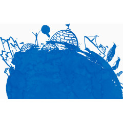 抽象地球帆船人像