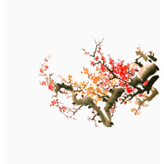 手绘中式梅花素材