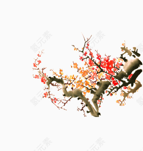 手绘中式梅花素材