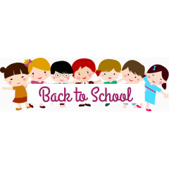 卡通可爱成群小学生