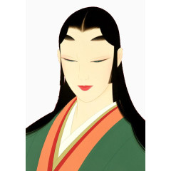 穿和服的浮世绘女子