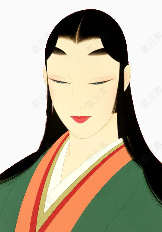 穿和服的浮世绘女子