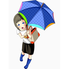 打雨伞的小女孩