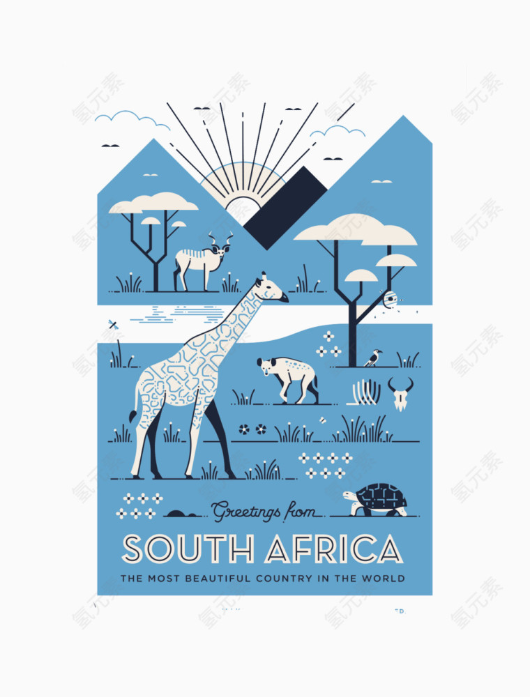 蓝色扁平长颈鹿