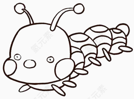 简画线条卡通昆虫毛毛虫