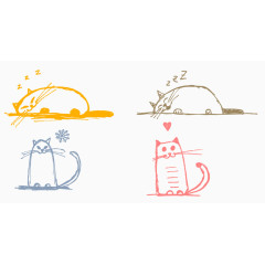 简笔画小猫集合元素
