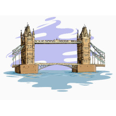 卡通画里水上的桥梁