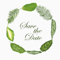 绿色树叶花环边框2