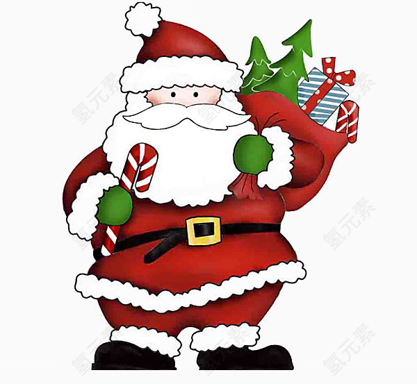 扛着礼物拿着魔术棒的圣诞老人