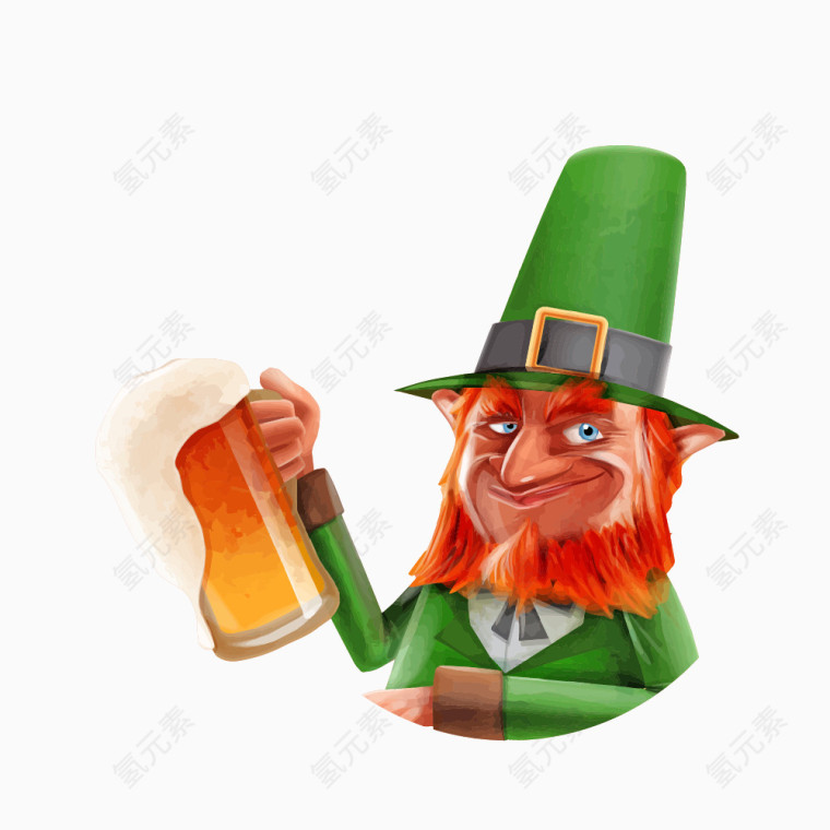 喝啤酒的老人