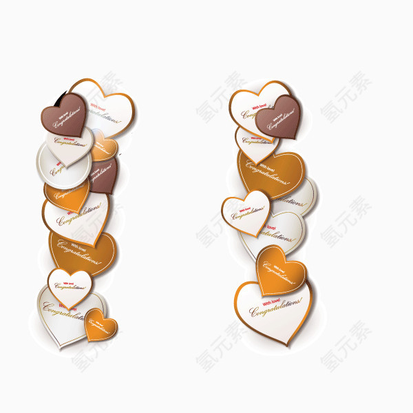 咖啡色 心形 标签