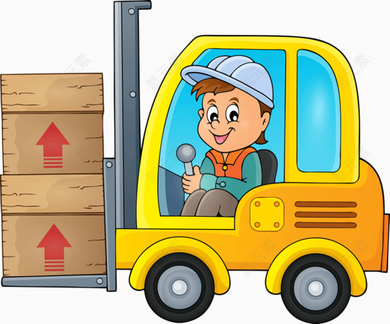 卡通工作搬货的小人