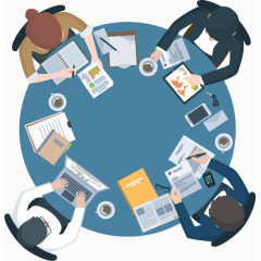 卡通手绘职场办公开会场景