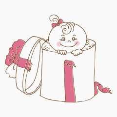 卡通手绘礼盒里的孩子