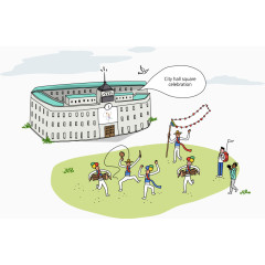 手绘卡通韩国庆祝舞蹈