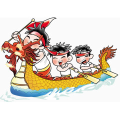 划龙舟卡通手绘节日元素