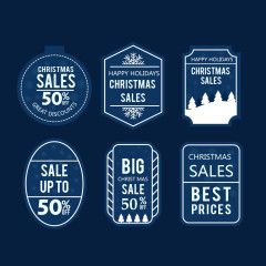 6款蓝色圣诞促销标签