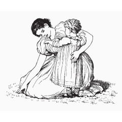 母亲人物插画素描