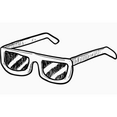 手绘素描墨镜png 