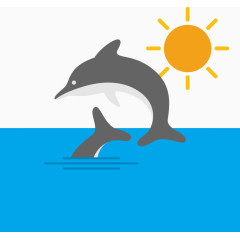 矢量手绘跳跃的海豚