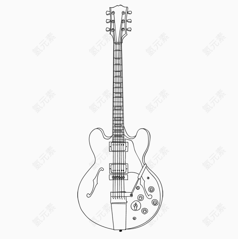 手绘线条电子吉他