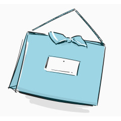 手绘蓝色手提包