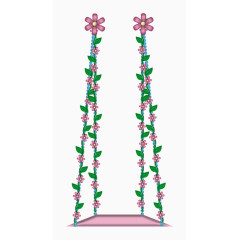 秋千粉色花朵绿叶