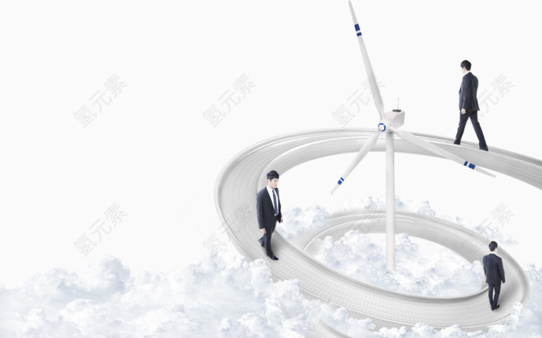 云中的风车和公路
